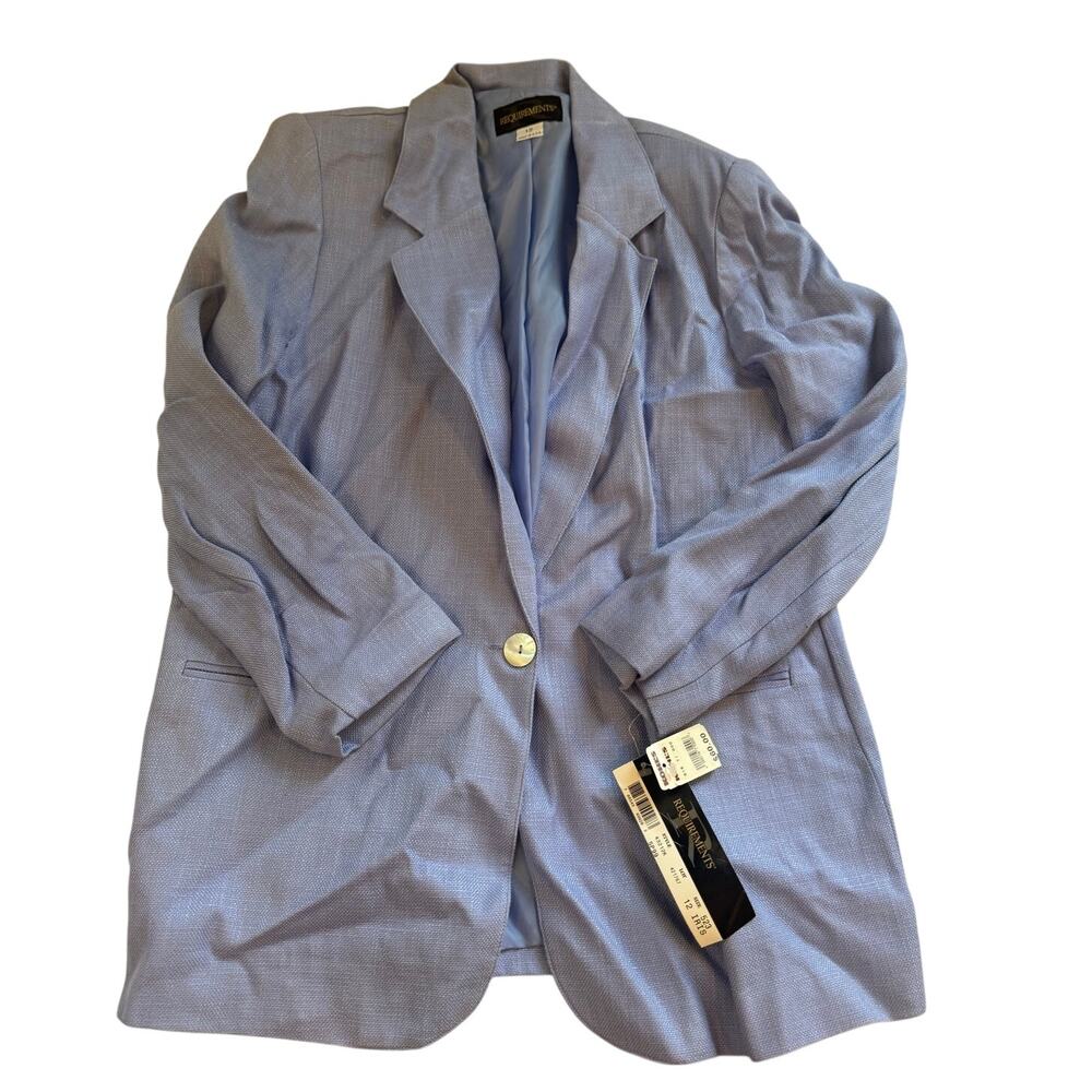 NWT 00s Vtg Requirements Blazer Women's 12 Light Blue/Periwinkle